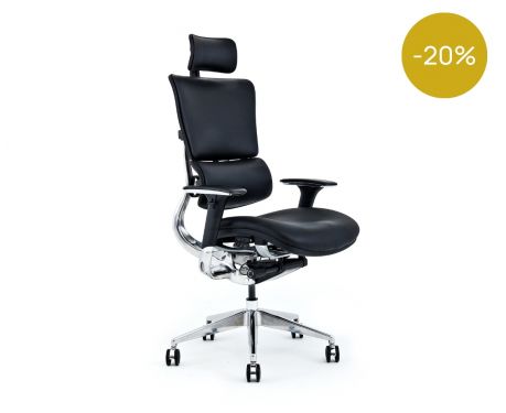 Kožené ergonomické kancelárske kreslo ERGO 900 čierne