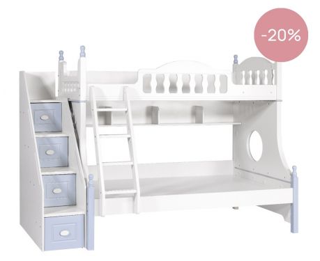 Poschodová posteľ PADDI bielo-modrá kolekcia VICTORIA